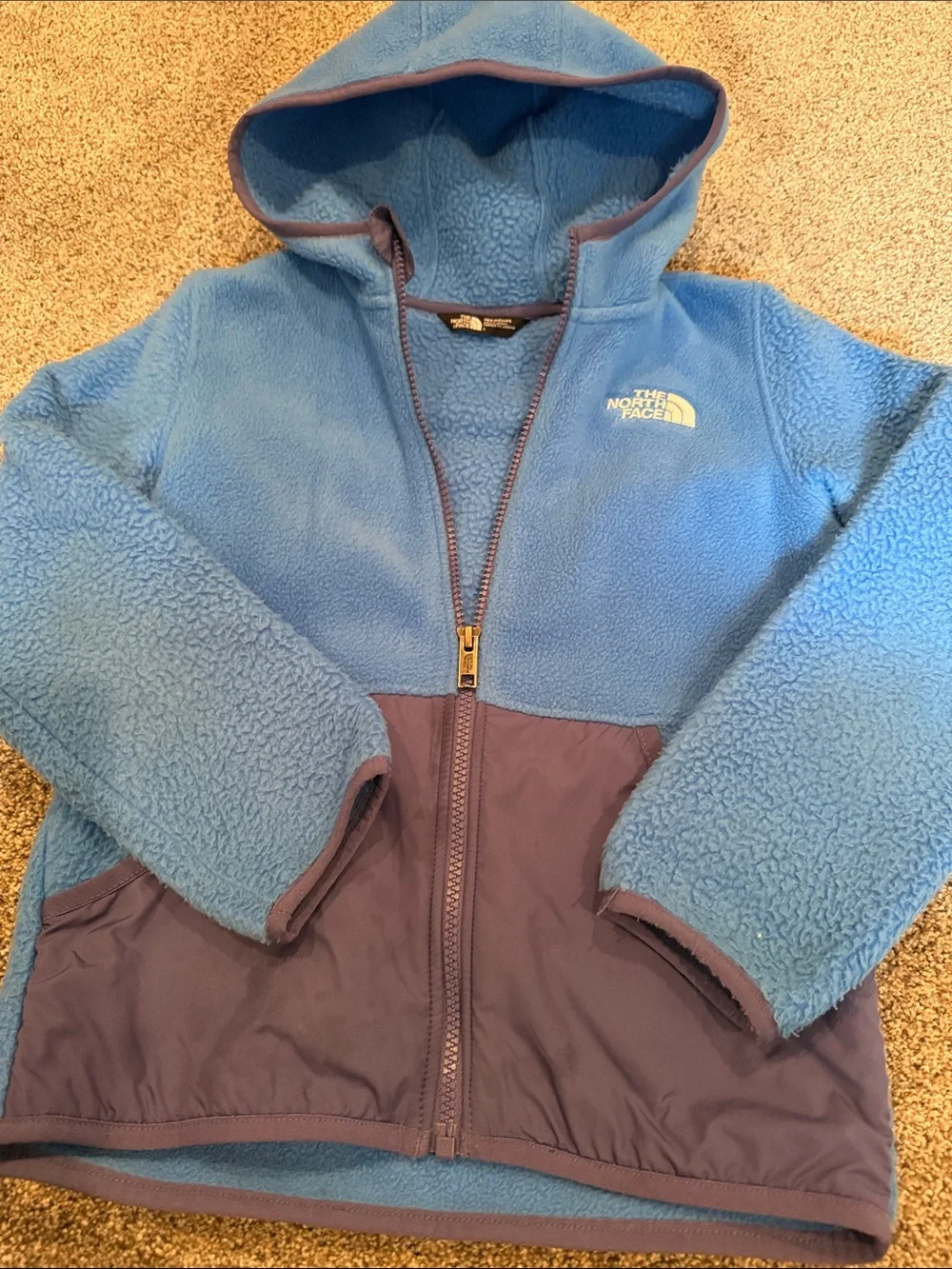 The North Face Kids Two-Tone Blue Hooded Fleece Jacket